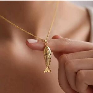 Gold Fish Pendant Necklace
